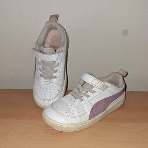 Puma Kids White and Pink Sneakers - Size US 10C (EUR 27)